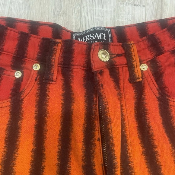 VTG Versace Jeans Couture Women’s Jeans Striped Pants Sz 28 Sz 42 Italy rare - Picture 3 of 14